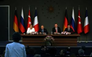 Foto: AA / U Istanbulu je turski predsjednik Recep Tayyip Erdogan domaćin ruskom predsjedniku Vladimiru Putinu, njemačkoj kancelarki Angeli Merkel i francuskom predsjedniku Emmanuelu Macronu